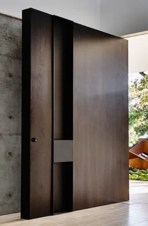 Dark Wooden Pivot Entry Door
