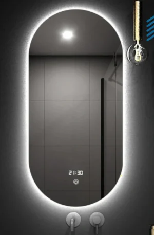 Smart Clock Oval Bathroom Mirror