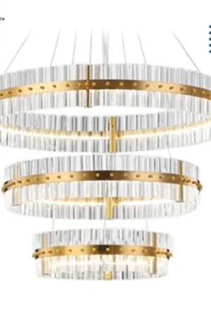 Layered Gold & Crystal Chandelier