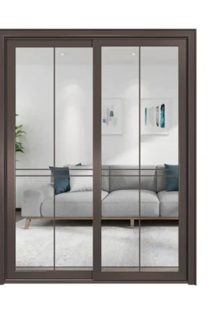 Cross-lined Aluminum Exterior Patio Double Tempered Glass Door