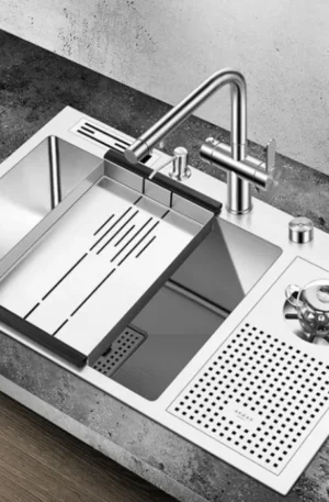 Workstation Kitchen Sink w/ Knife Storage & Drainer